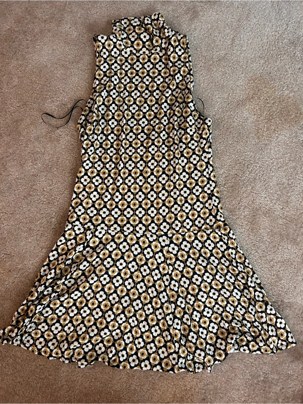 Sleeveless Mock Neck Floral Geometric Mini Dress in Black and Yellow free people